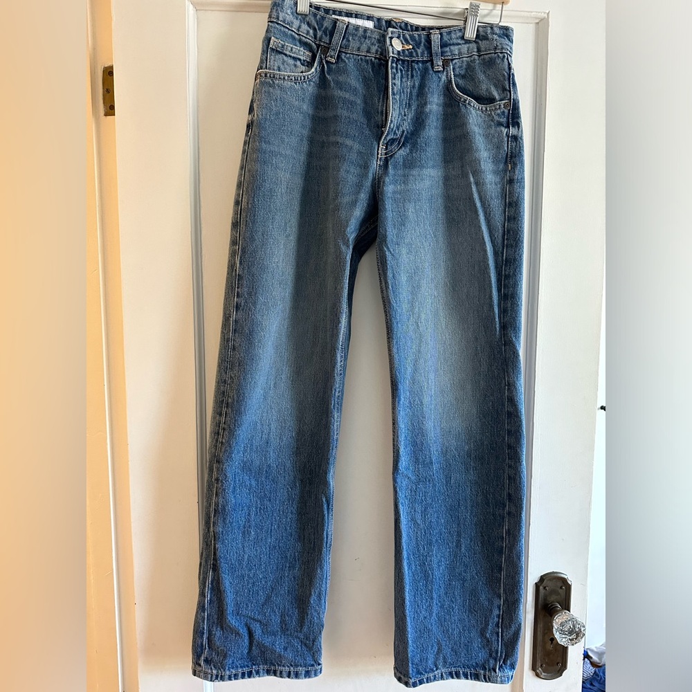 Zara 100% cotton mid rise, loose fit jeans